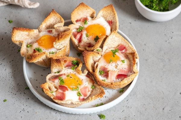 Baked Eggs with Bread By Air Fryer